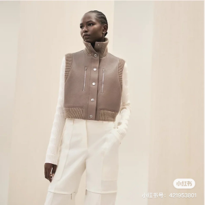 Hermes Gray Leather Vest Gilet