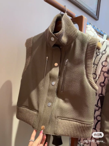 Hermes Gray Leather Vest Gilet