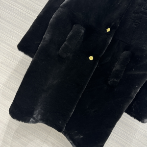 Prada Black Shearling Fur Coat