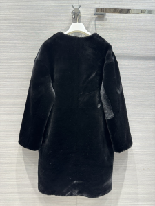 Prada Black Shearling Fur Coat