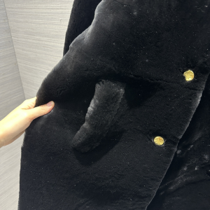 Prada Black Shearling Fur Coat