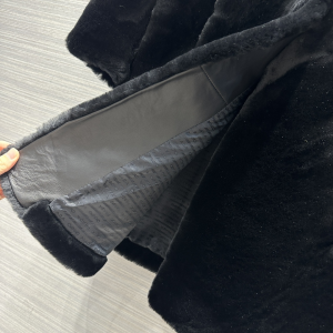 Prada Black Shearling Fur Coat