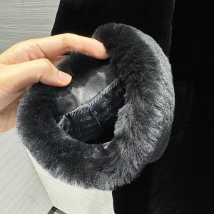 Prada Black Shearling Fur Coat