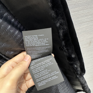 Prada Black Shearling Fur Coat