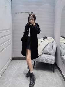 Prada Black Shearling Fur Coat