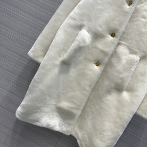 Prada White Shearling Fur Coat