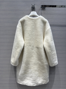 Prada White Shearling Fur Coat
