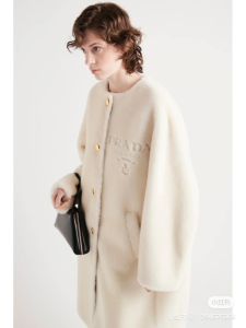 Prada White Shearling Fur Coat