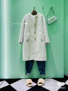 Prada White Shearling Fur Coat