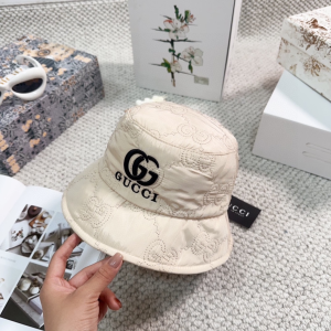 Gucci Beige GG Nylon Bucket Cap Hat