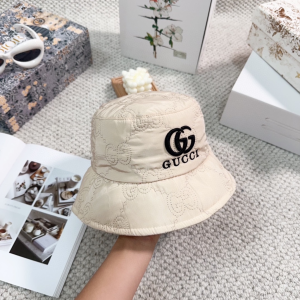 Gucci Beige GG Nylon Bucket Cap Hat