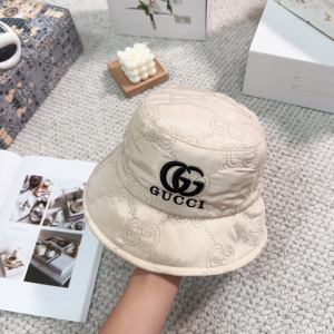 Gucci Beige GG Nylon Bucket Cap Hat