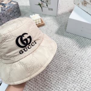 Gucci Beige GG Nylon Bucket Cap Hat