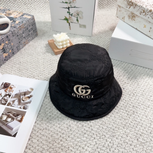 Gucci Black GG Nylon Bucket Cap Hat