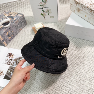 Gucci Black GG Nylon Bucket Cap Hat