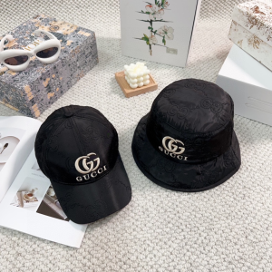 Gucci Black GG Nylon Bucket Cap Hat