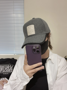 Loewe Anagram Grey Wool Baseball Cap Hat