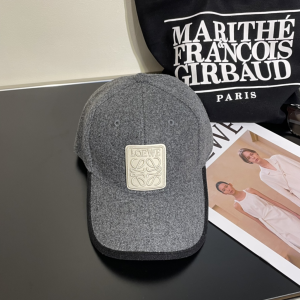 Loewe Anagram Grey Wool Baseball Cap Hat