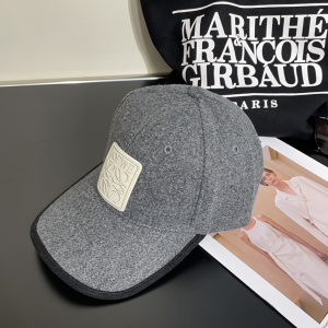 Loewe Anagram Grey Wool Baseball Cap Hat