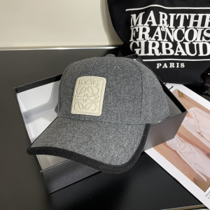 Loewe Anagram Grey Wool Baseball Cap Hat