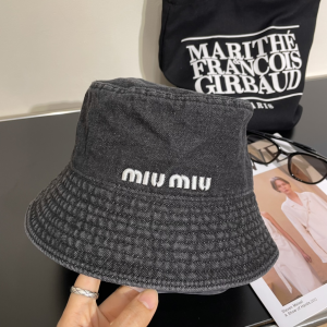 Miu Miu Black Denim Canvas Bucket Hat