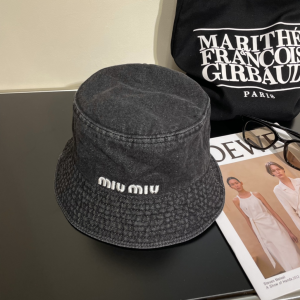 Miu Miu Black Denim Canvas Bucket Hat