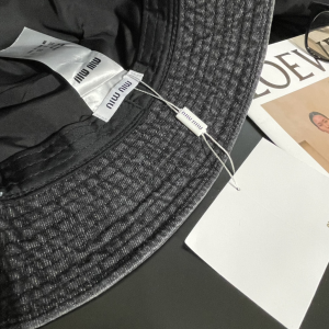 Miu Miu Black Denim Canvas Bucket Hat