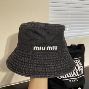 Miu Miu Black Denim Canvas Bucket Hat