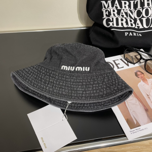Miu Miu Black Denim Canvas Bucket Hat