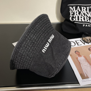Miu Miu Black Denim Canvas Bucket Hat
