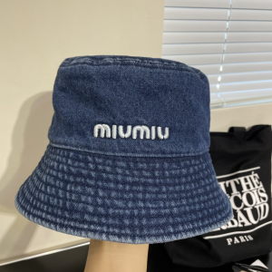 Miu Miu Blue Denim Canvas Bucket Hat