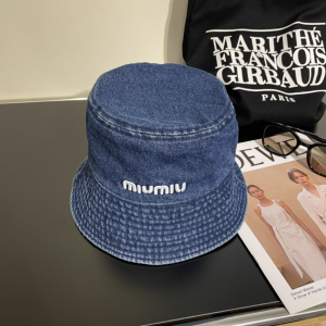 Miu Miu Blue Denim Canvas Bucket Hat