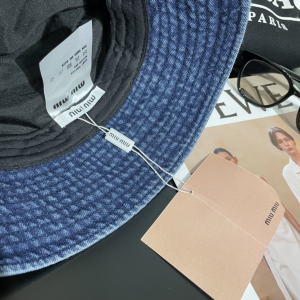 Miu Miu Blue Denim Canvas Bucket Hat