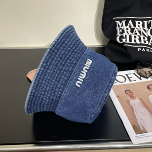 Miu Miu Blue Denim Canvas Bucket Hat