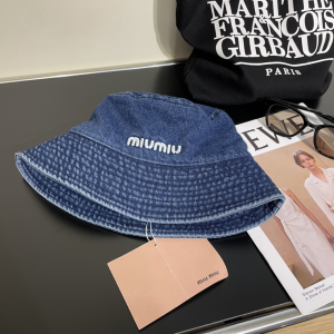 Miu Miu Blue Denim Canvas Bucket Hat
