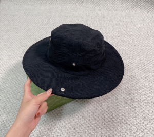 Miu Miu Logo Black Velvet Bucket Cap Hat