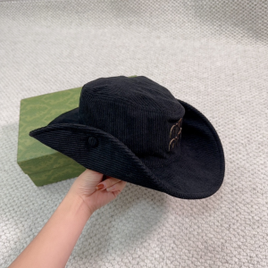 Miu Miu Logo Black Velvet Bucket Cap Hat