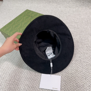 Miu Miu Logo Black Velvet Bucket Cap Hat