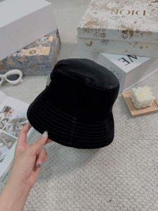 Miu Miu Logo Black Velvet Bucket Cap Hat