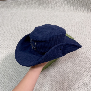 Miu Miu Logo Blue Velvet Bucket Cap Hat