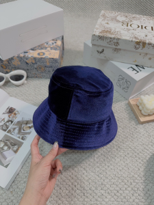 Miu Miu Logo Blue Velvet Bucket Cap Hat