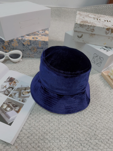 Miu Miu Logo Blue Velvet Bucket Cap Hat