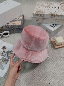 Miu Miu Logo Pink Velvet Bucket Cap Hat