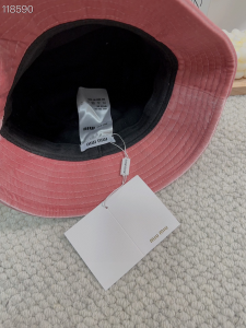 Miu Miu Logo Pink Velvet Bucket Cap Hat