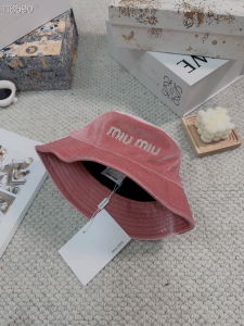 Miu Miu Logo Pink Velvet Bucket Cap Hat
