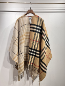 Burberry Wool Check Reversible Cape Beige