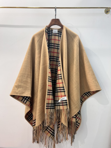 Burberry Wool Check Reversible Cape Beige