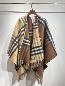 Burberry Wool Check Reversible Cape Brown