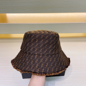 Fendi Brown FF Jacquard Canvas Bucket Cap Hat Fendi Brown FF Jacquard Canvas Bucket Cap Hat