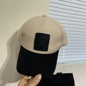 Loewe Anagram Beige Black Wool Baseball Cap Hat Loewe Anagram Beige Black Wool Baseball Cap Hat